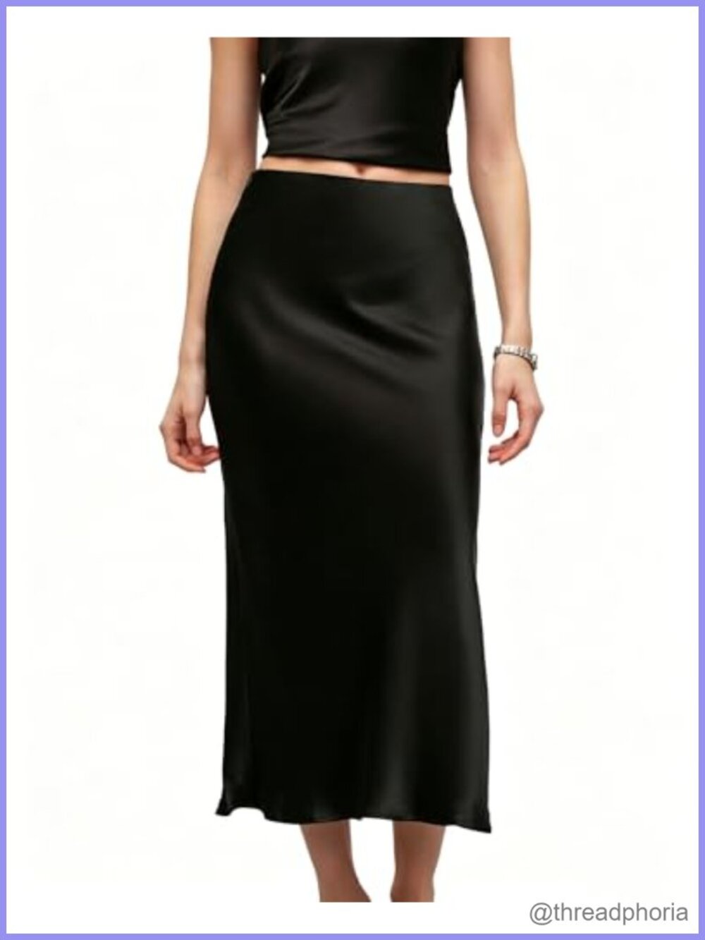 Mulberry Silk Midi Skirt High Waisted Stretch Blend Midi Skirt